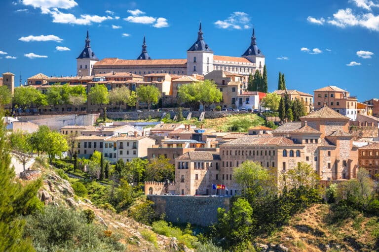 Toledo, Spain. View of Alcazar and Toledo landmarks