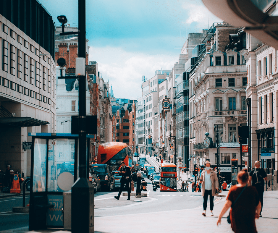 people walking safely on the streets of london