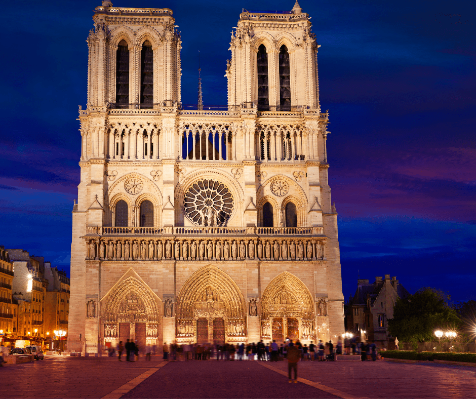 Notre Dame Cathedral at sunset, Paris, France