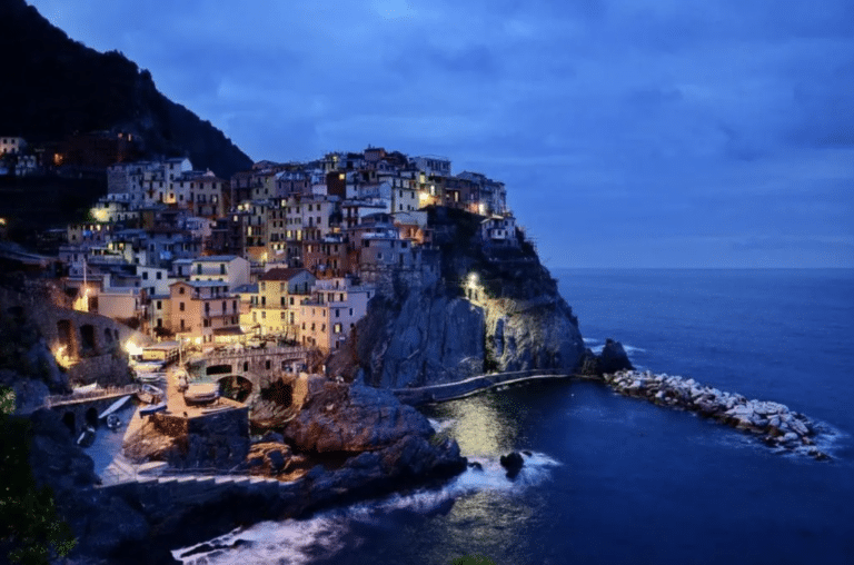 Cinque Terre coastline at night
