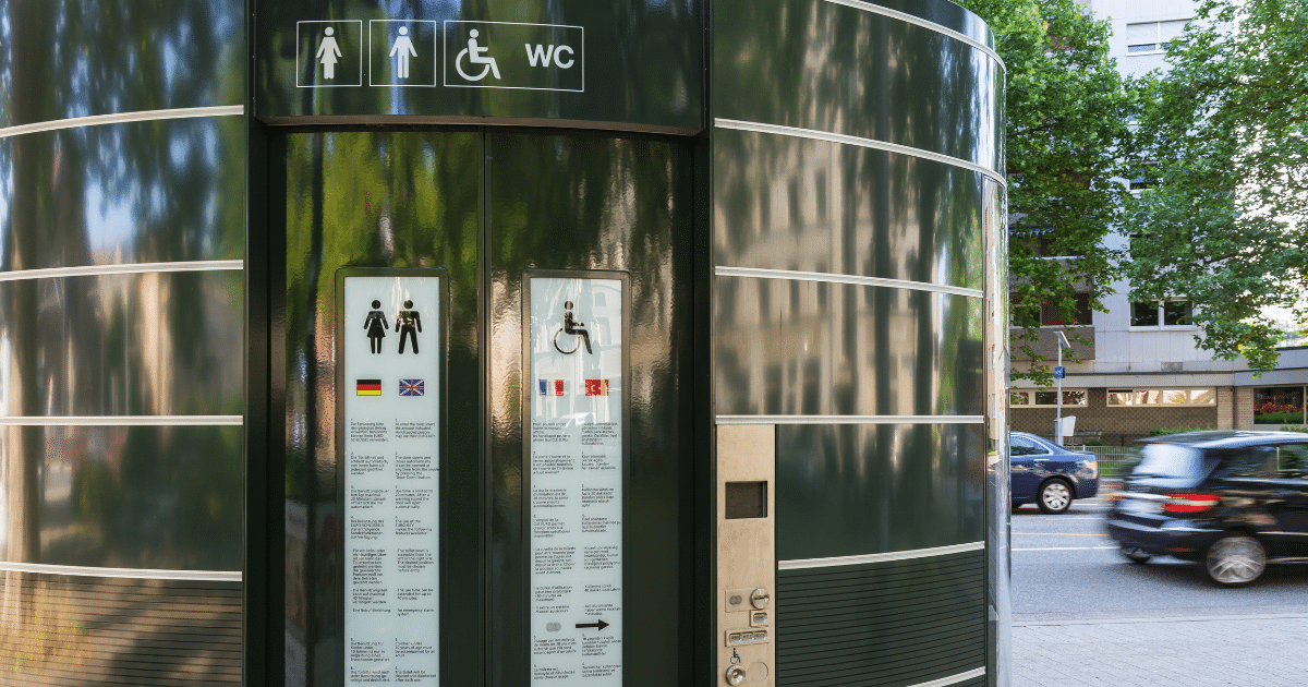 paid city toilet in europe showing difference between europe and united states