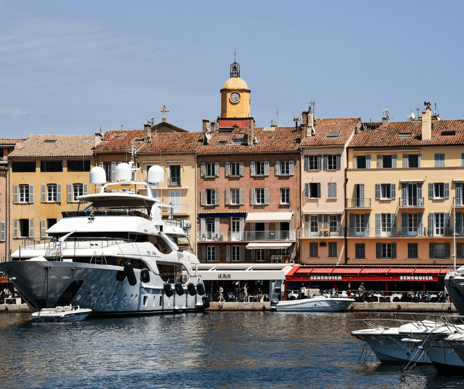 luxury yachts in the port of st tropez, france