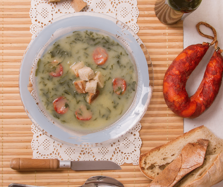 view of traditional Portuguese soup called Caldo Verde
